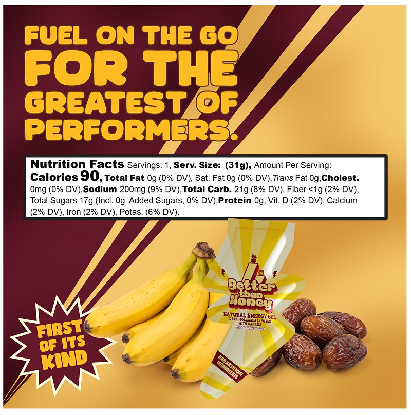 Date Syrup Energy Gel infused with banana powder (Twelve Pack)